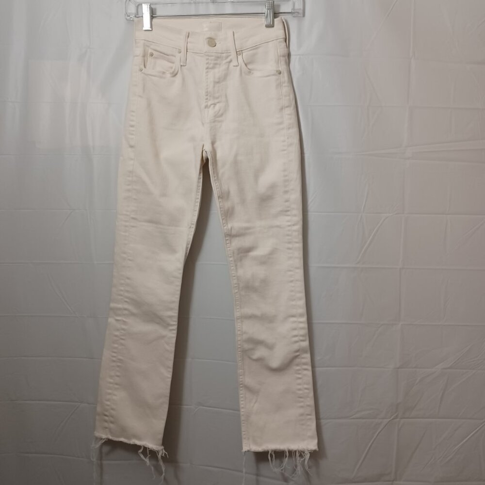 MOTHER THE MID RISE DAZZLER CROP FRAY JEANS CREAM PUFF - Picture 17 of 17